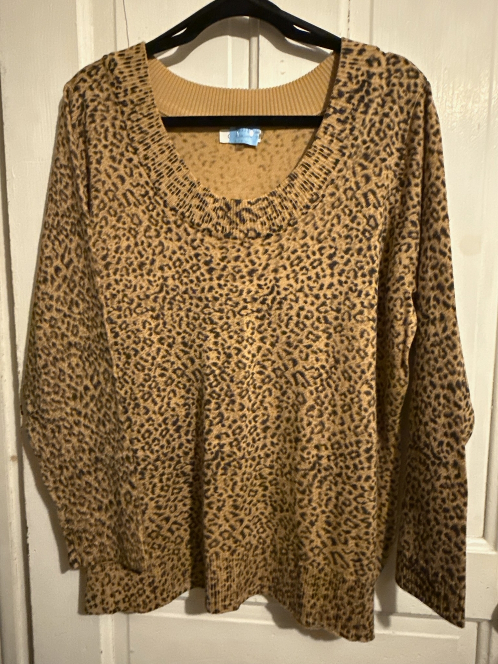 Calvin Klein Leopard Print Sweater in Tan and Black